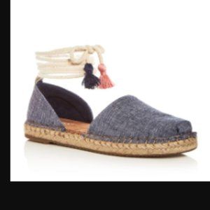 TOMS Katalina D"orsay Denim Tassel Espadrille Sandal 36.5/6us/4us NEW